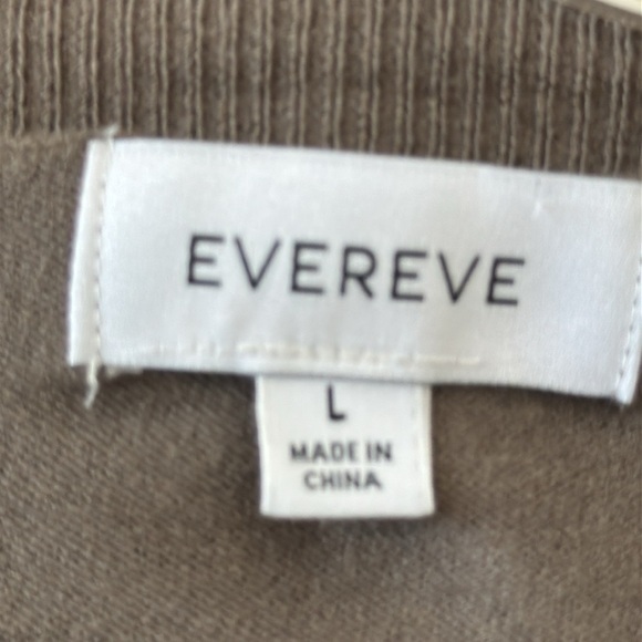 Evereve Diana Crew Pullover Sweater Short Puff Sleeve Gray/Olive Size Large - Picture 4 of 6